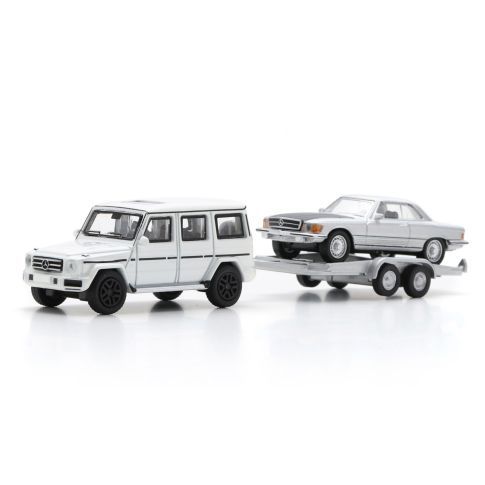 Mercedes Benz G-Class + trailer & Mercedes Benz 450 SLC 1:87