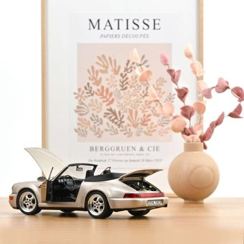 Porsche 911 Turbo Look Cabriolet 1992 Zermatt silver 1:18