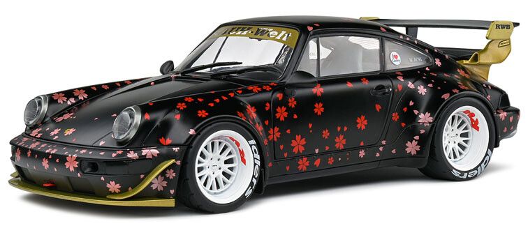Porsche 964 RWB '21 AOKI zwart 1:18