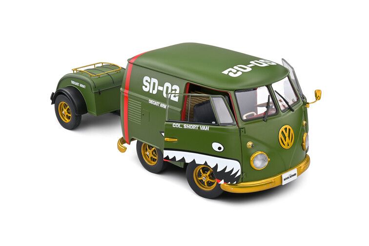 VW T1 Kool Kombi + aanhanger '50, groen 1:18