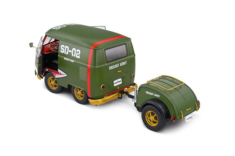 VW T1 Kool Kombi + aanhanger '50, groen 1:18