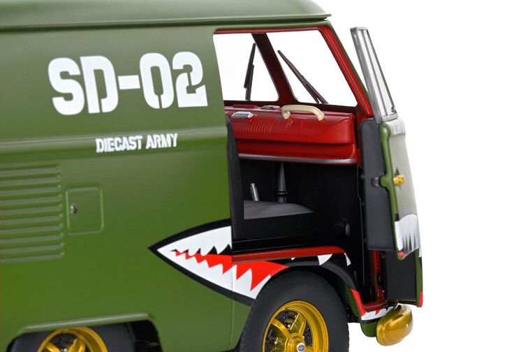 VW T1 Kool Kombi + aanhanger '50, groen 1:18