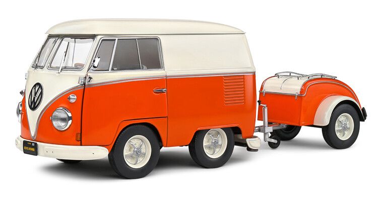 VW T1 Kool Kombi + aanhanger '50, oranje 1:18