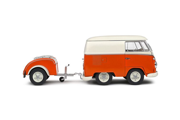 VW T1 Kool Kombi + aanhanger '50, oranje 1:18