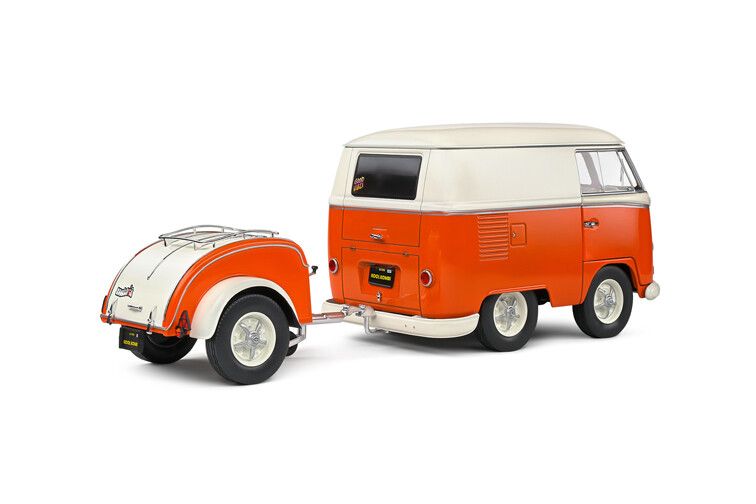VW T1 Kool Kombi + aanhanger '50, oranje 1:18