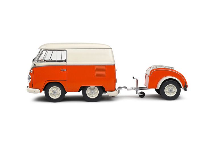 VW T1 Kool Kombi + aanhanger '50, oranje 1:18