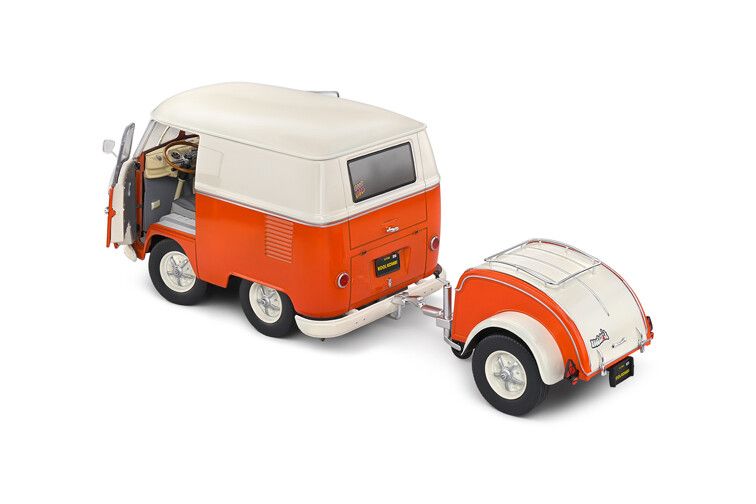 VW T1 Kool Kombi + aanhanger '50, oranje 1:18