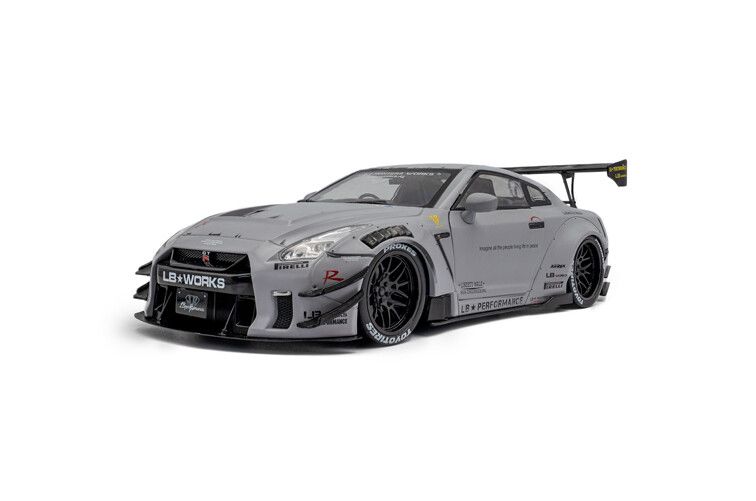 Nissan GT-R (R35) W/ Liberty Walk Body Kit 2 fig. '24, grijs 1:18