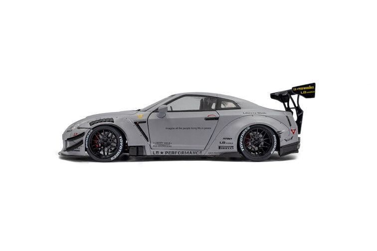 Nissan GT-R (R35) W/ Liberty Walk Body Kit 2 fig. '24, grijs 1:18