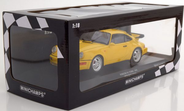 Porsche 911 Turbo geel '90 Minichamps (zeldzaam) 1:18