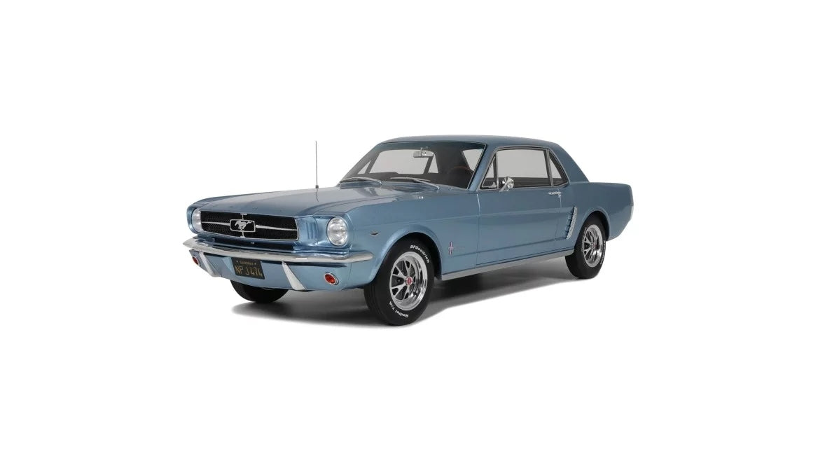 FORD MUSTANG V8 HARDTOP SILVER BLUE PONY 1965 1:12