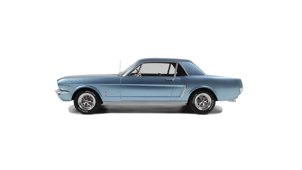 FORD MUSTANG V8 HARDTOP SILVER BLUE PONY 1965 1:12