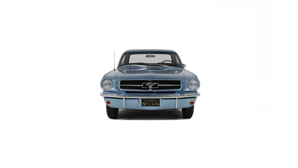 FORD MUSTANG V8 HARDTOP SILVER BLUE PONY 1965 1:12