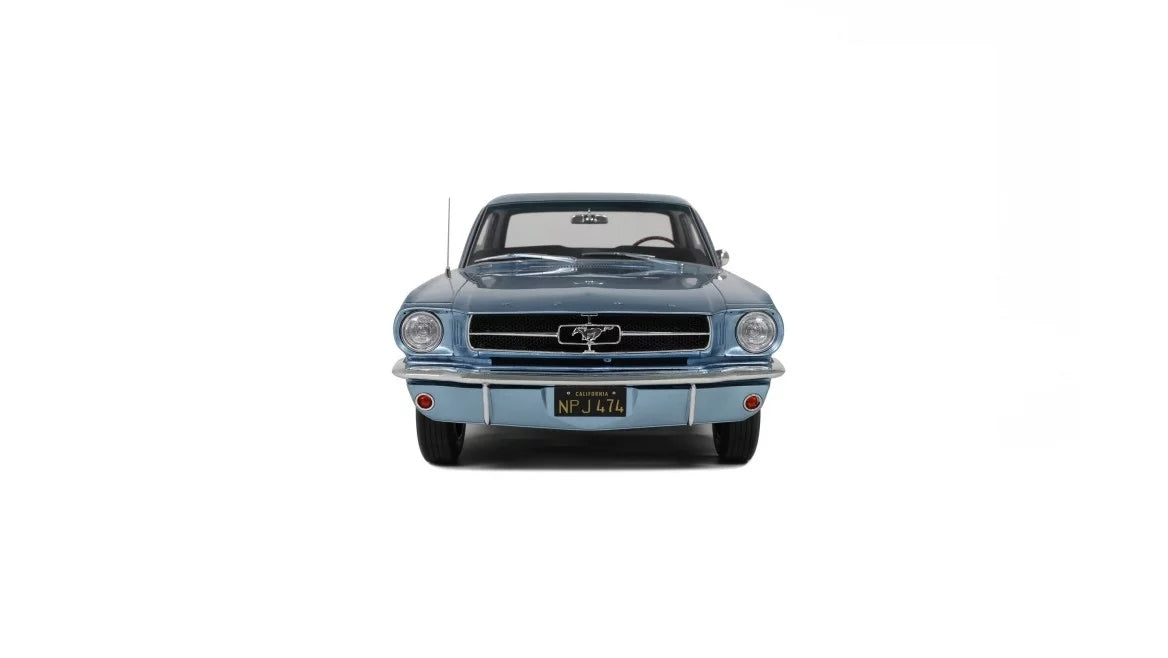 FORD MUSTANG V8 HARDTOP SILVER BLUE PONY 1965 1:12