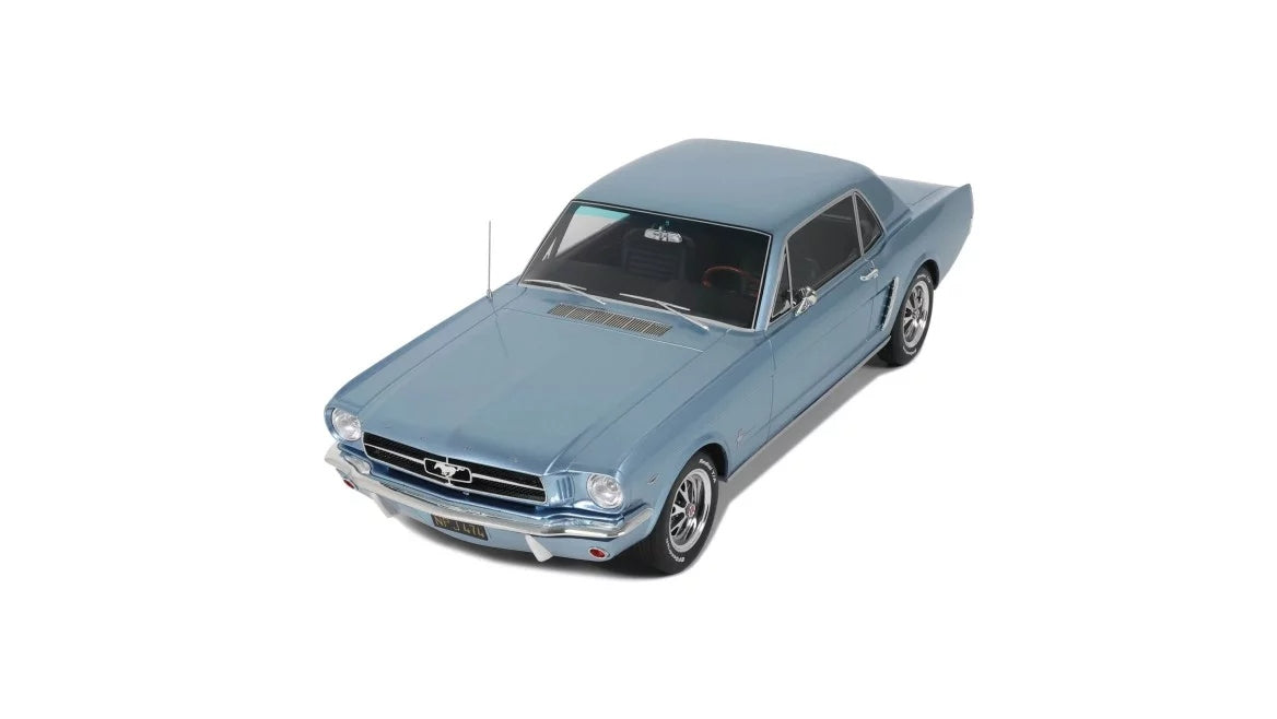 FORD MUSTANG V8 HARDTOP SILVER BLUE PONY 1965 1:12