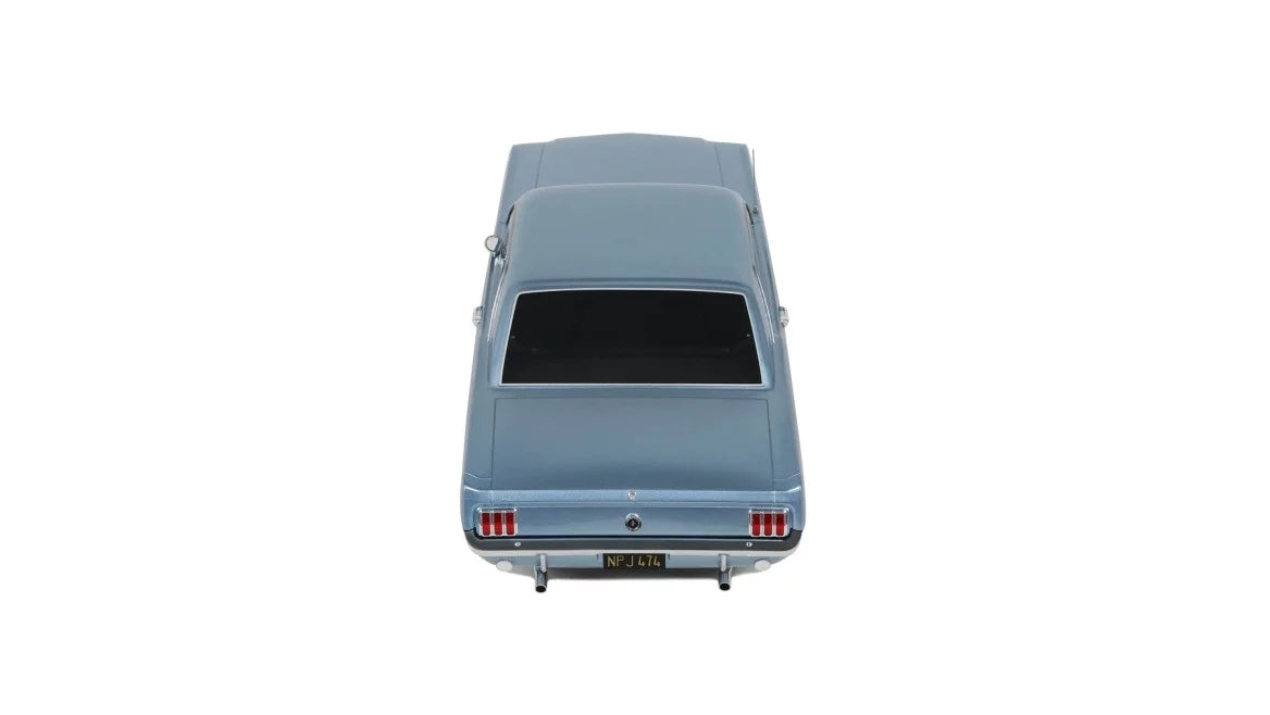 FORD MUSTANG V8 HARDTOP SILVER BLUE PONY 1965 1:12