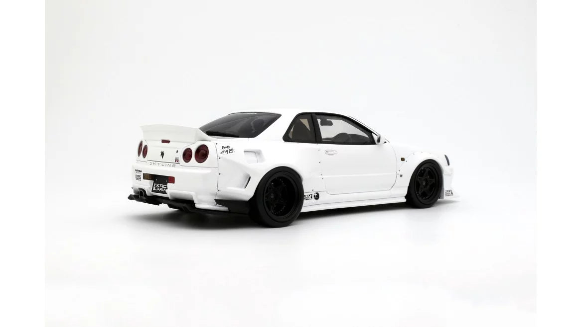 Nissan Skyline GT-R R34 KRC Body Kit Pearl White QX1 2019 1:18