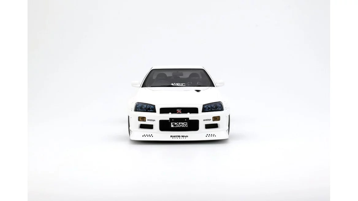 Nissan Skyline GT-R R34 KRC Body Kit Pearl White QX1 2019 1:18