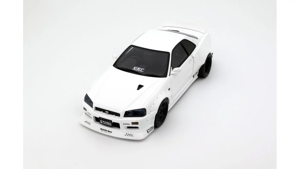 Nissan Skyline GT-R R34 KRC Body Kit Pearl White QX1 2019 1:18