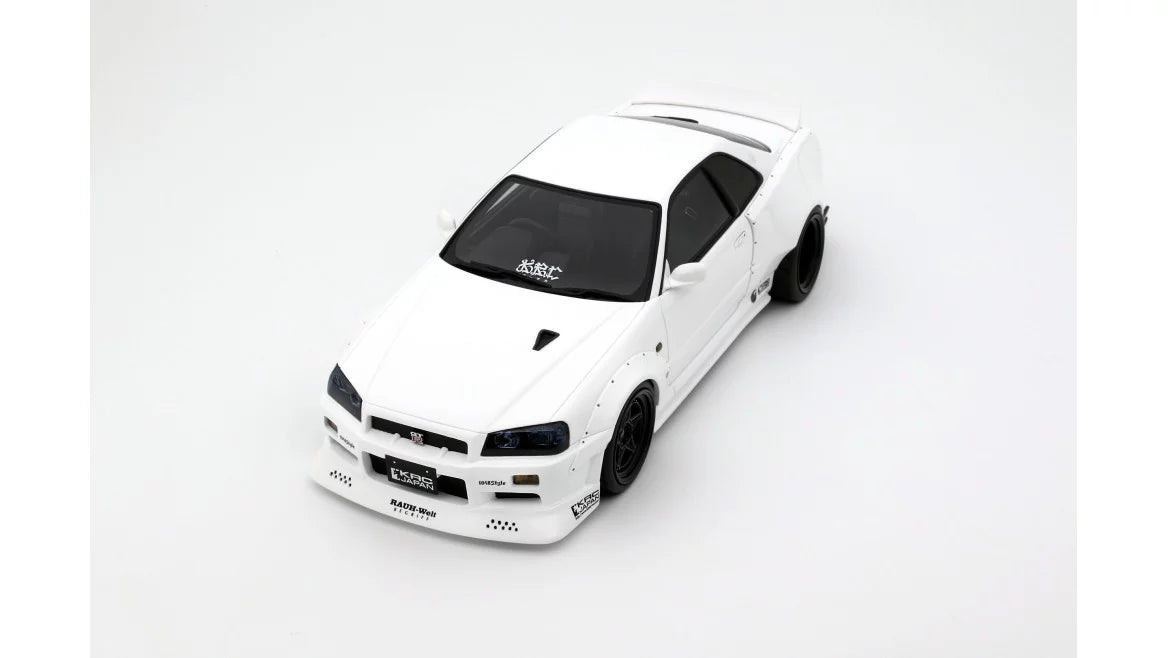Nissan Skyline GT-R R34 KRC Body Kit Pearl White QX1 2019 1:18