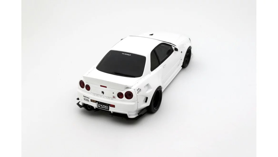Nissan Skyline GT-R R34 KRC Body Kit Pearl White QX1 2019 1:18