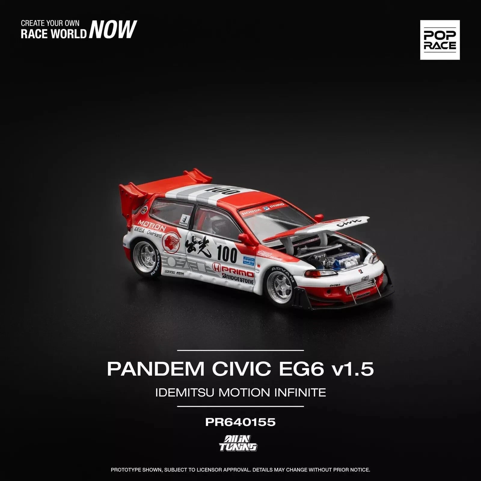 POP RACE : PANDEM CIVIC EG6 v1.5 IDEMITSU MOTION INFINITE 1:64