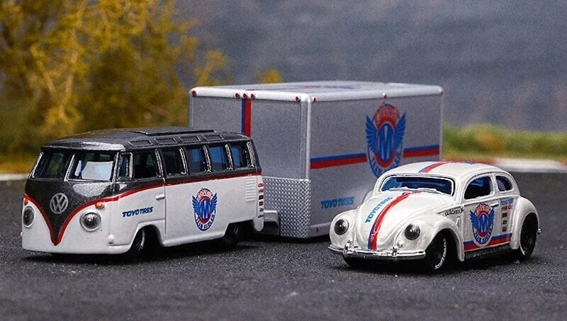 Volkswagen Van & Beetle Set met Aanhanger - Maisto, 1:64