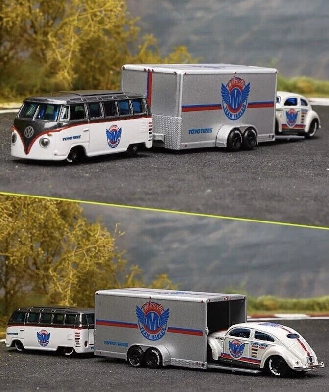 Volkswagen Van & Beetle Set met Aanhanger - Maisto, 1:64