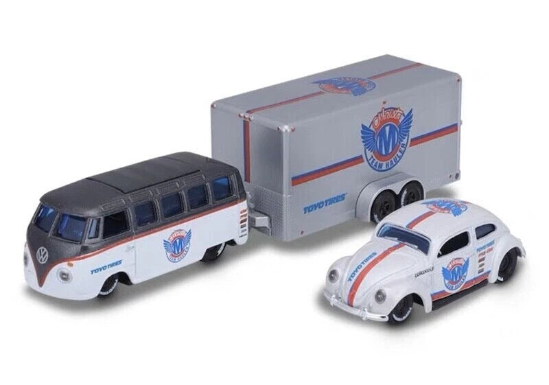 Volkswagen Van & Beetle Set met Aanhanger - Maisto, 1:64