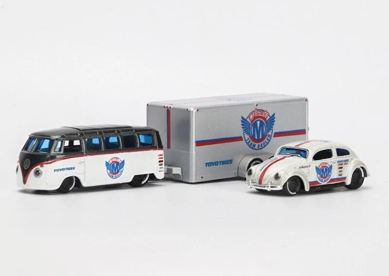 Volkswagen Van & Beetle Set met Aanhanger - Maisto, 1:64