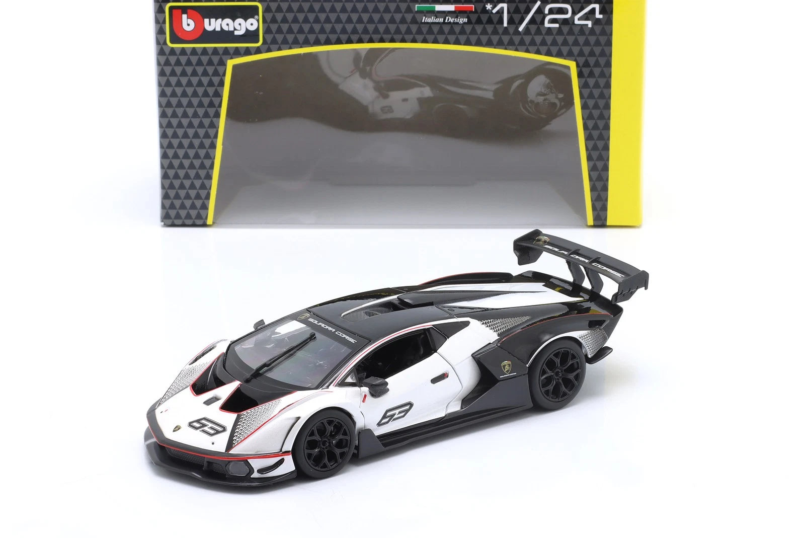Lamborghini Essenza SCV12 Bouwjaar 2021 wit metalen / zwart 1:24