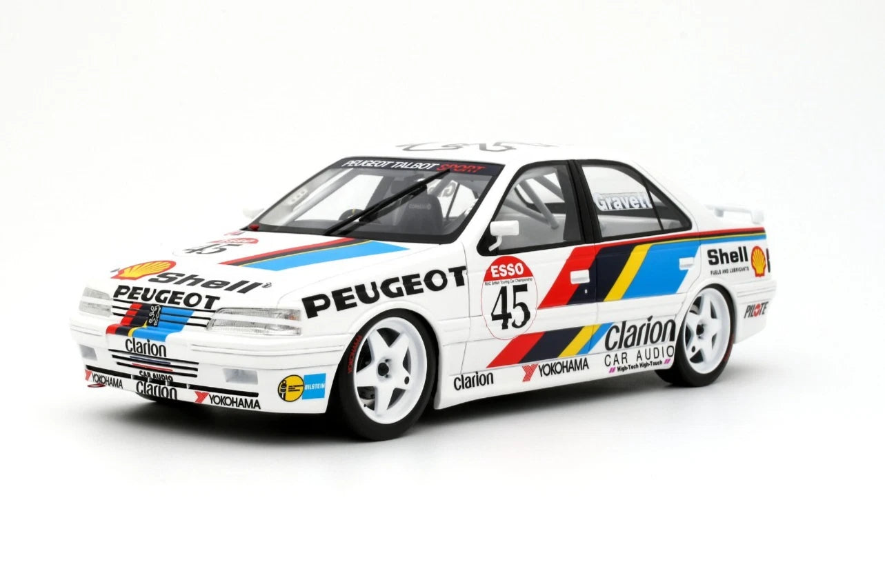 Peugeot 405 MI16 BTCC White #45 R. Gravett '92 1:18